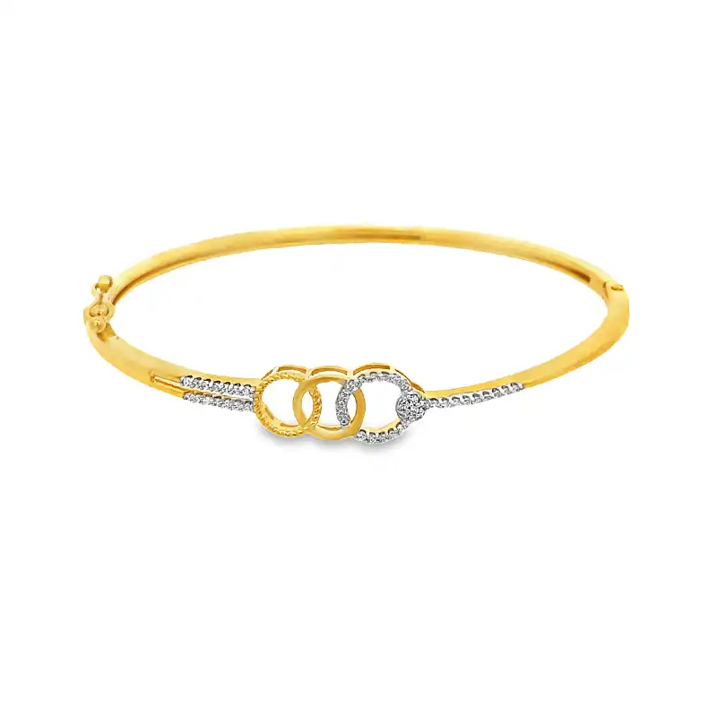 22K Gold Fashion Bangle, CZ - free size